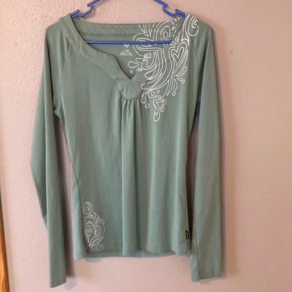 prAna Organic Cotton XL Long Sleeve Tee Sage Green